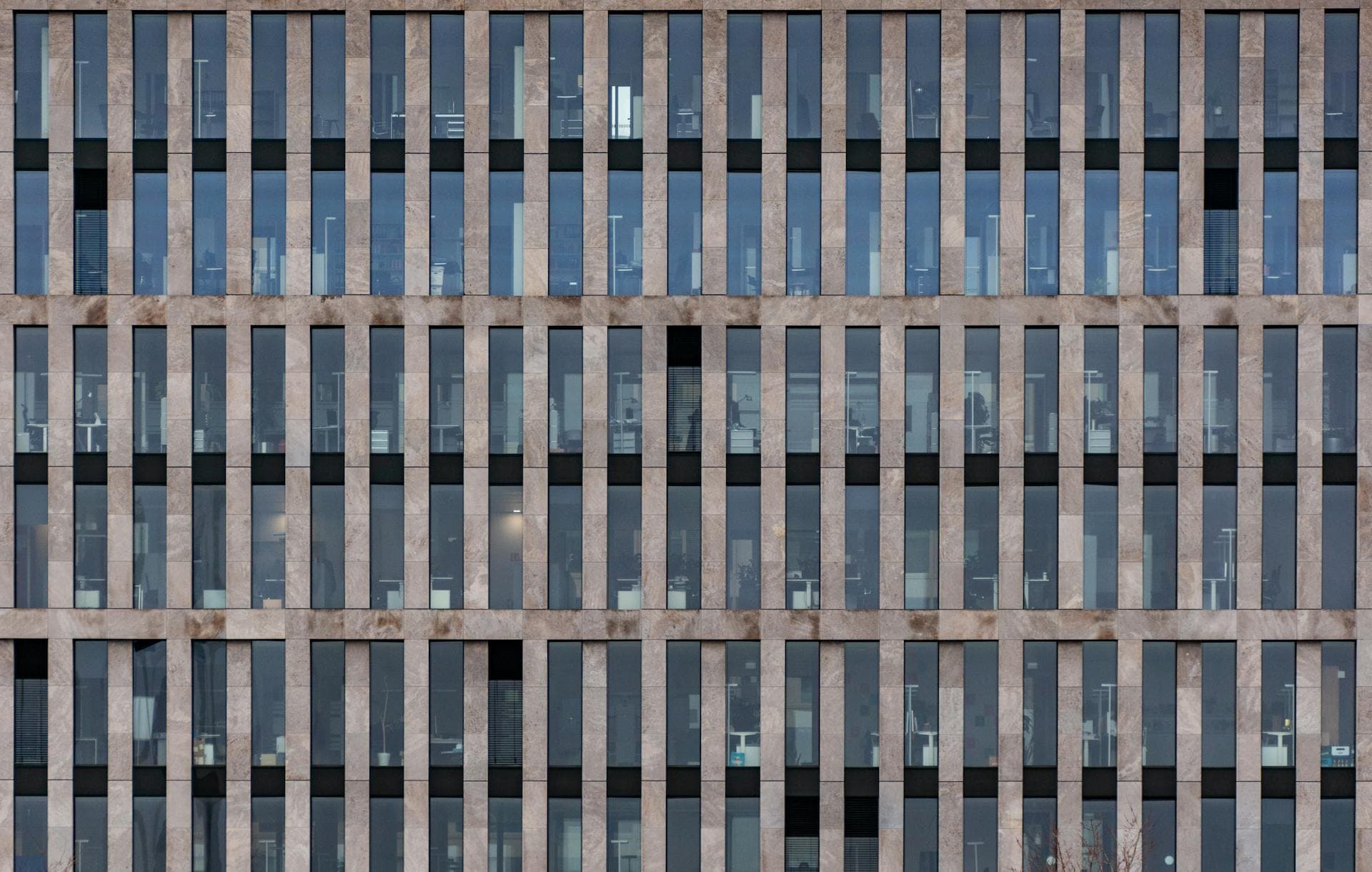 Modern office building with symmetrical glass facade