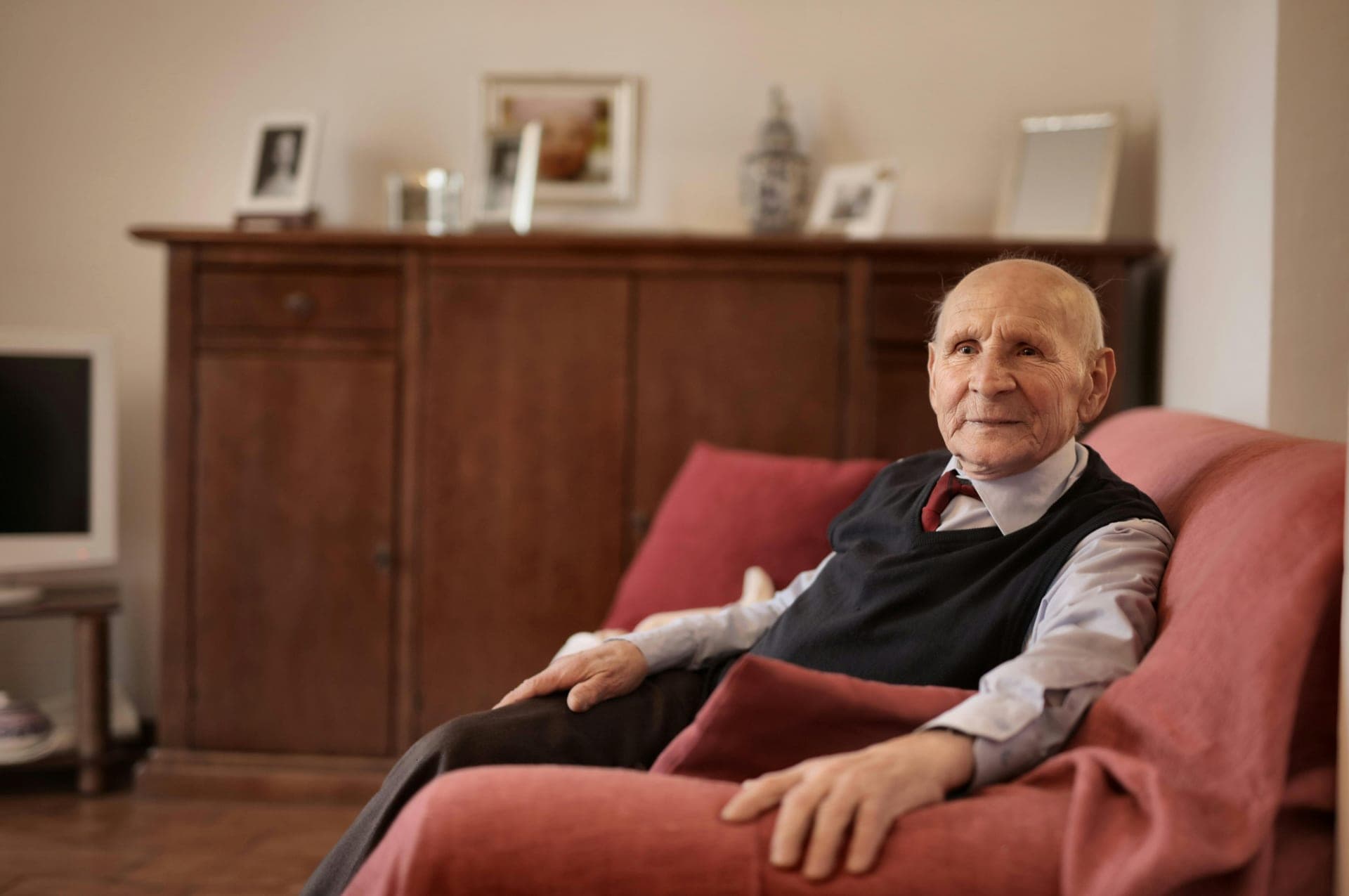 Senior man relaxing at home - protecting elderly adults from radon gas exposure in Georgia
