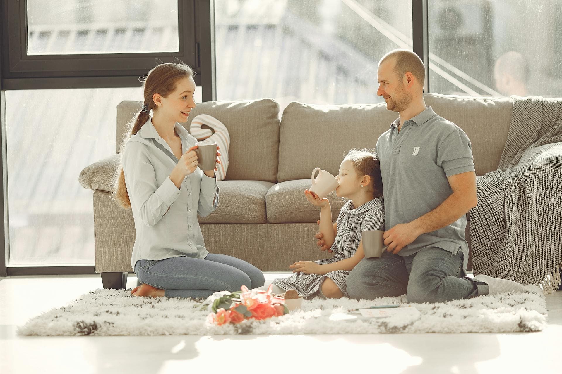 Children playing in a family living room, highlighting the importance of radon-safe indoor air