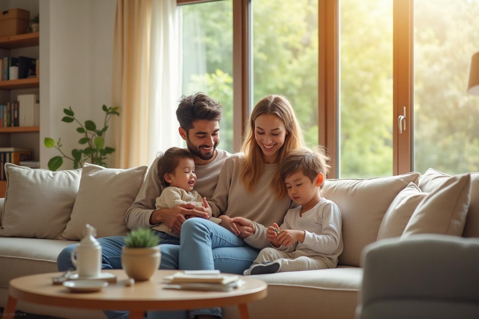 Family enjoying peace of mind in their radon-protected home
