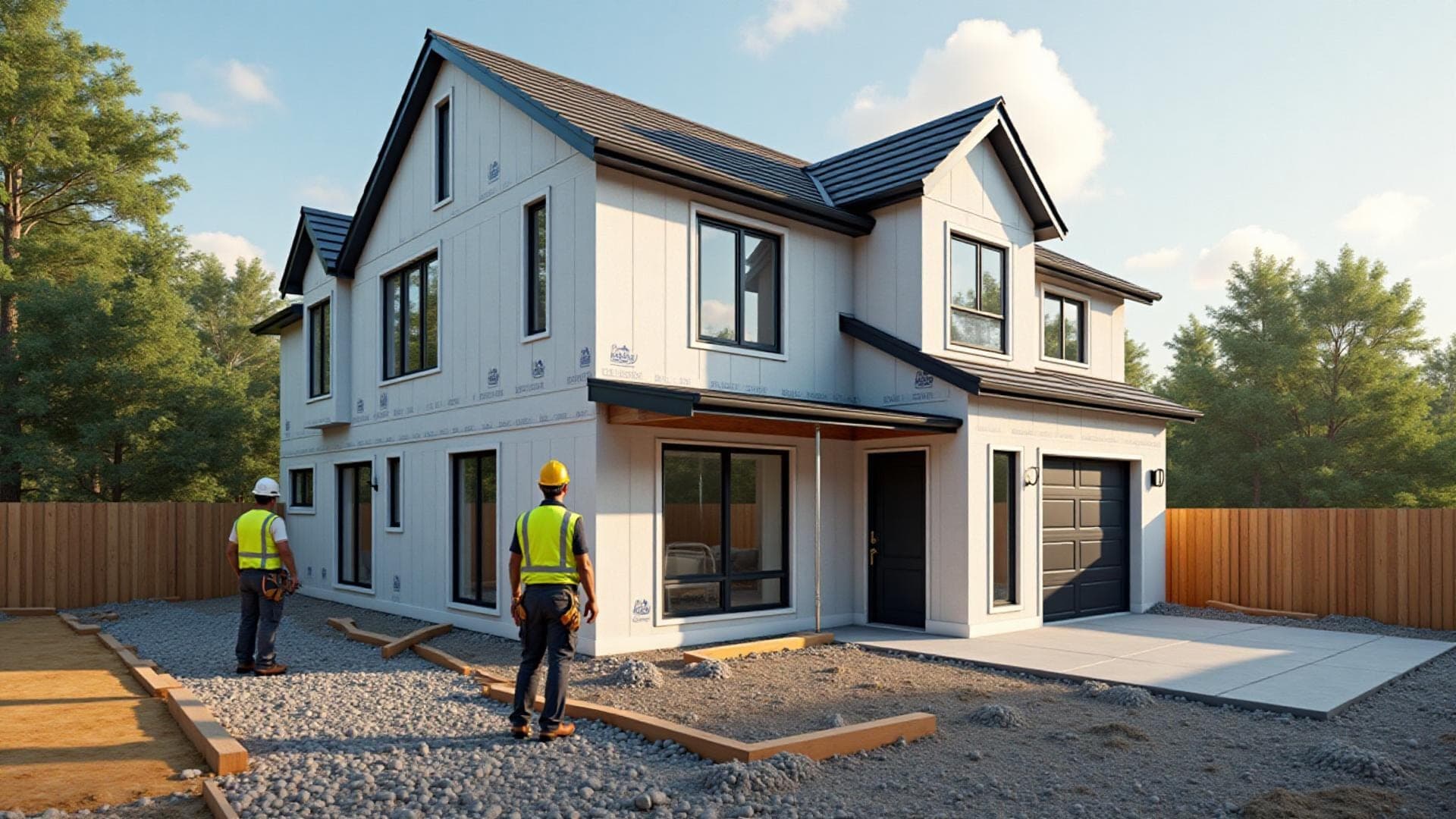 New home construction with radon system installation