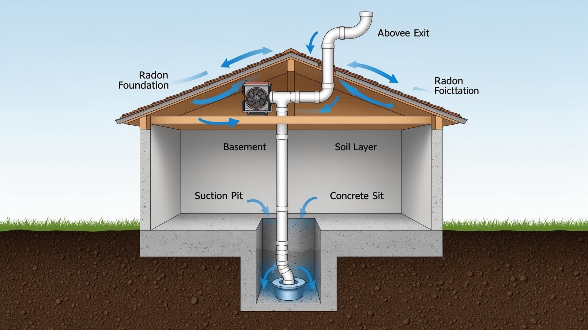 Radon mitigation system components installed in Marietta Georgia